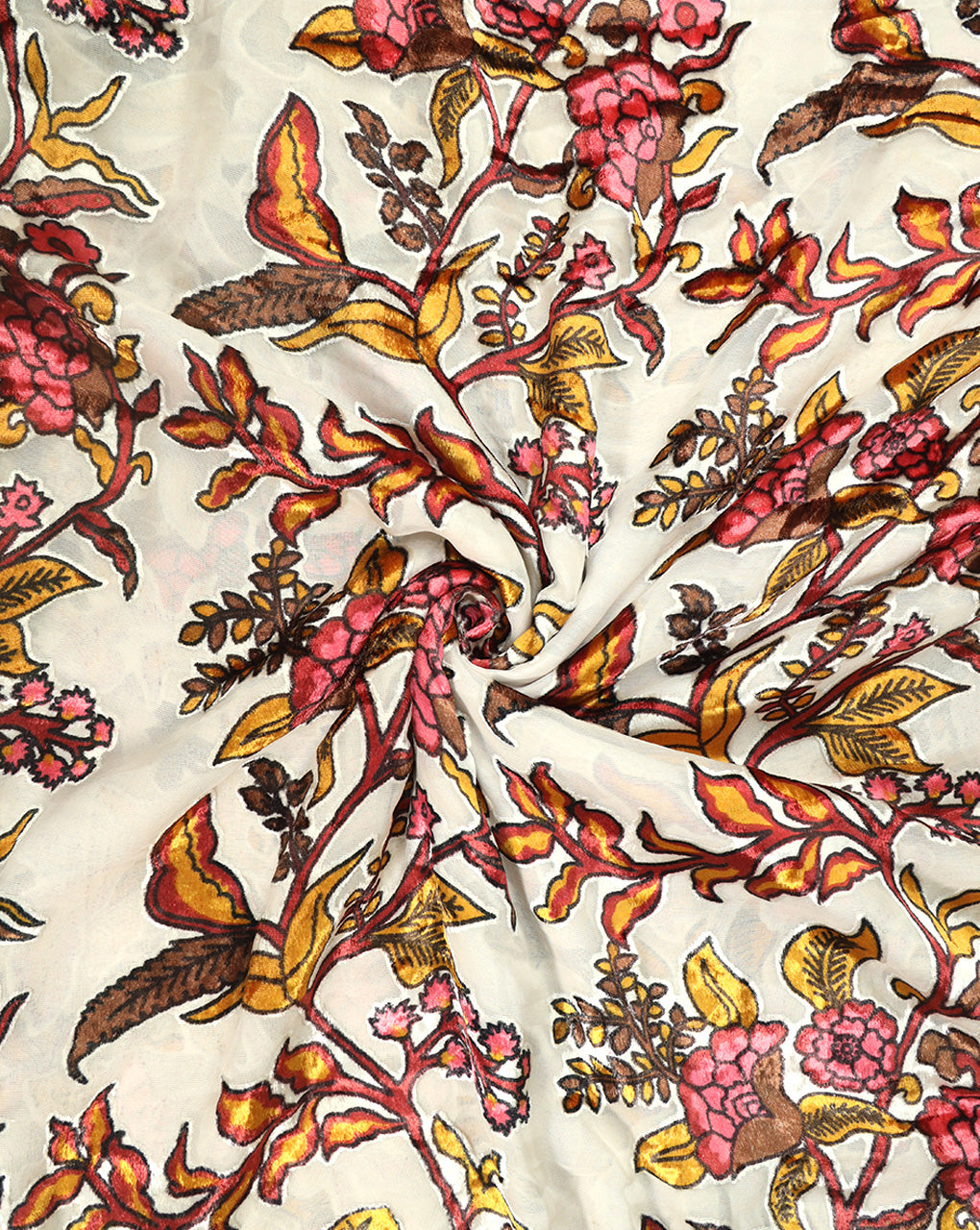 FLORAL PATTERN POLYESTER BRASSO VELVET FABRIC