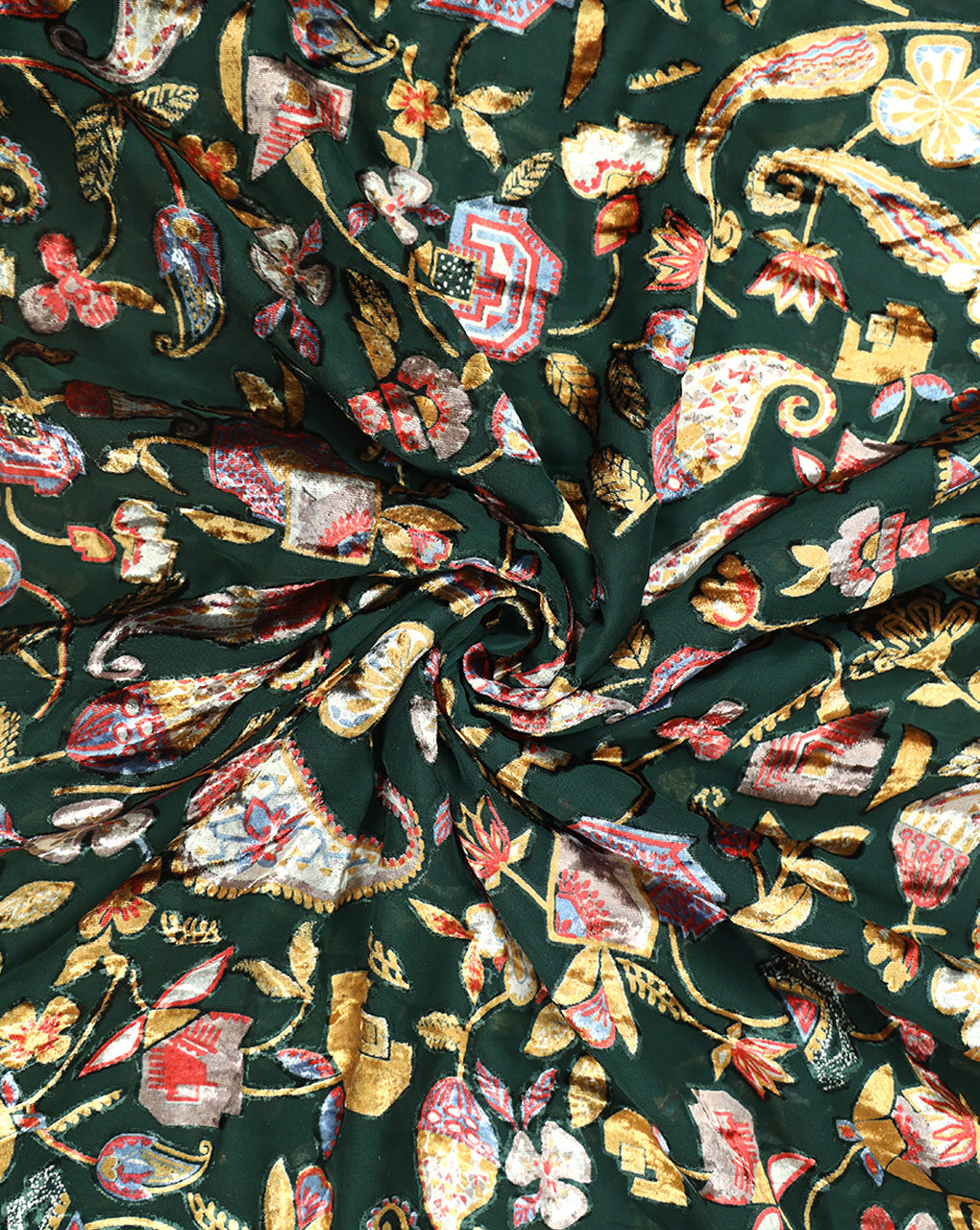 FLORAL PATTERN POLYESTER BRASSO VELVET FABRIC