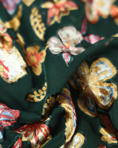 FLORAL PATTERN POLYESTER BRASSO VELVET FABRIC