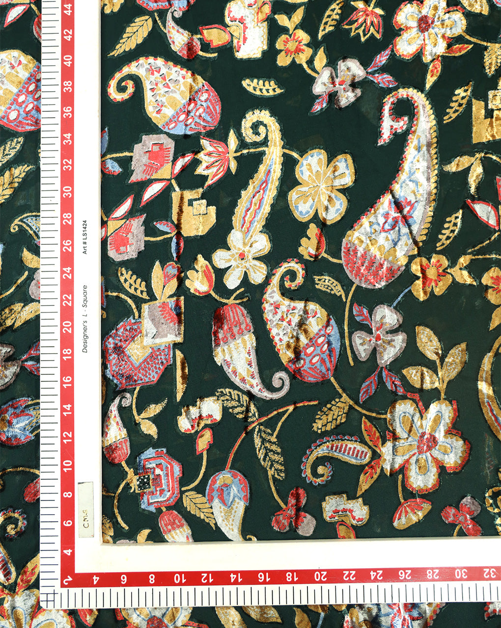 FLORAL PATTERN POLYESTER BRASSO VELVET FABRIC