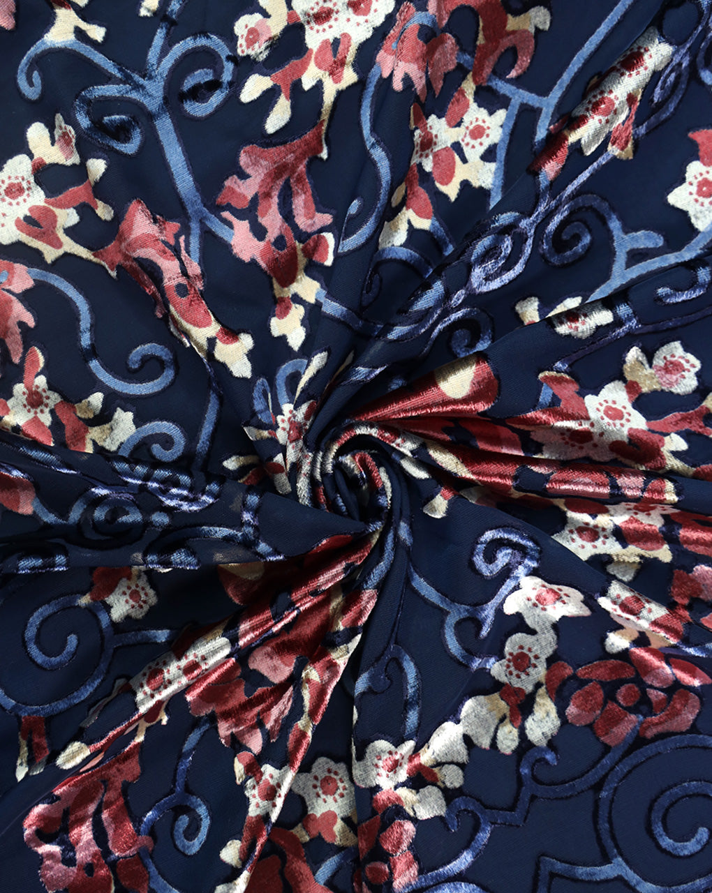 FLORAL PATTERN POLYESTER BRASSO VELVET FABRIC