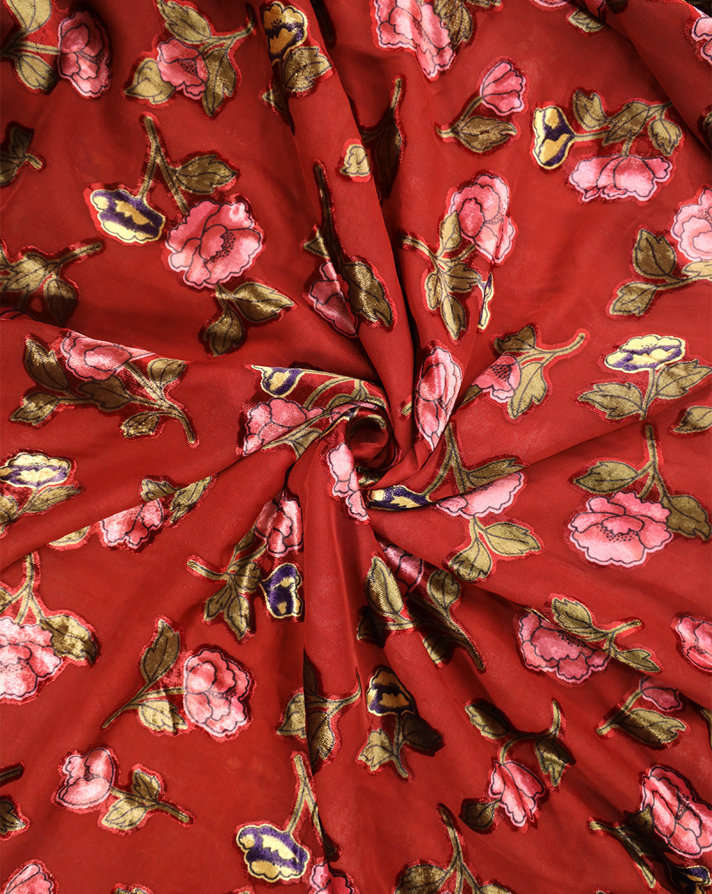 FLORAL PATTERN POLYESTER BRASSO VELVET FABRIC