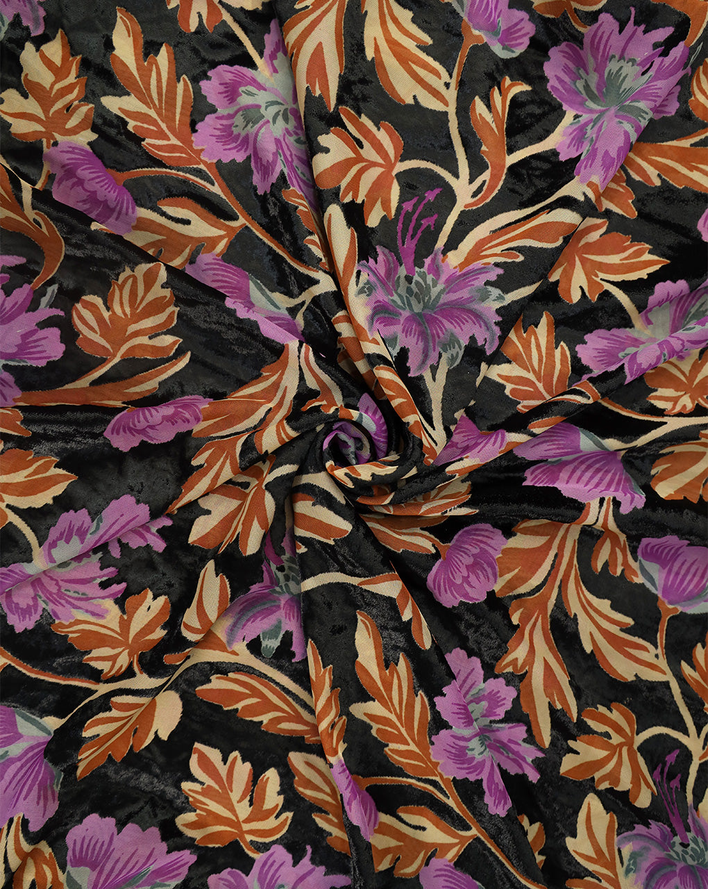 FLORAL PATTERN POLYESTER BRASSO VELVET FABRIC