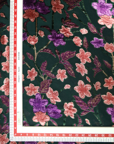 FLORAL PATTERN POLYESTER BRASSO VELVET FABRIC