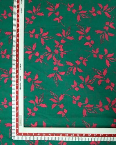 GREEN & PINK DIGITAL PRINTED FABRIC