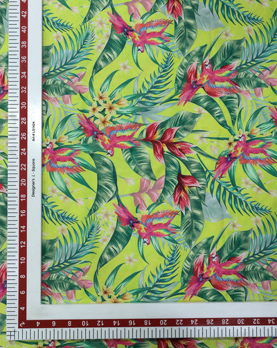 MULTICOLOR TROPICAL DESIGN DIGITAL PRINTED FABRIC