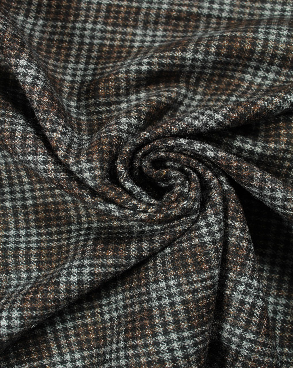 Black And Grey Glen Checks Pattern Woolen Felt Fabric.