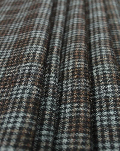 Black And Grey Glen Checks Pattern Woolen Felt Fabric.