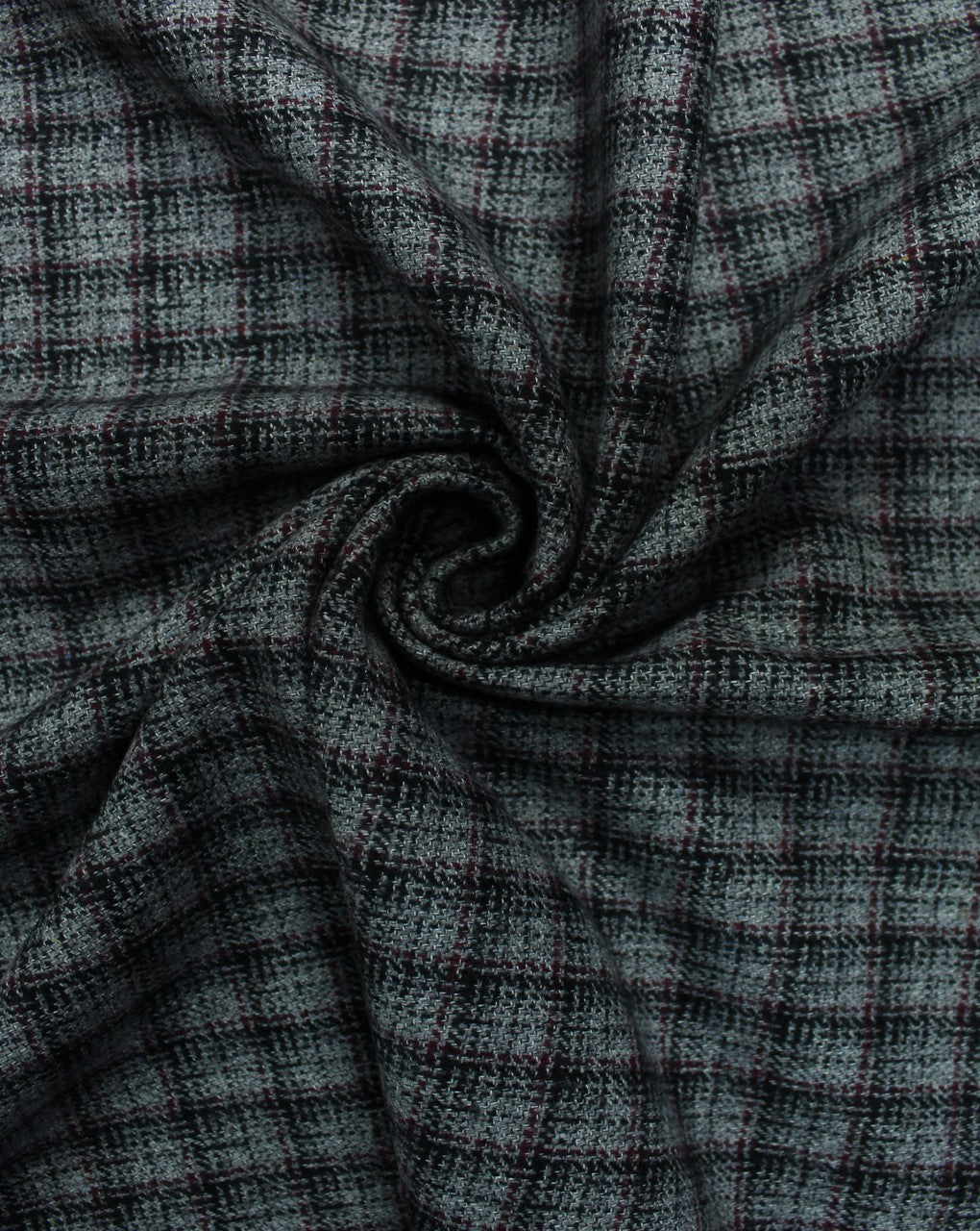 Grey And Black Checks Design Woolen Tweed Fabric