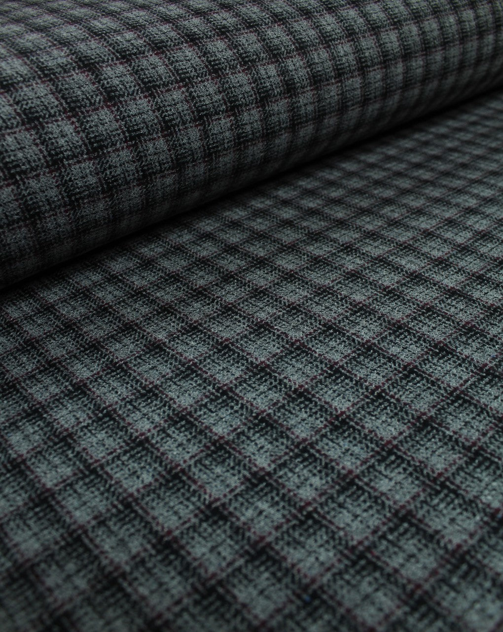 Grey And Black Checks Design Woolen Tweed Fabric