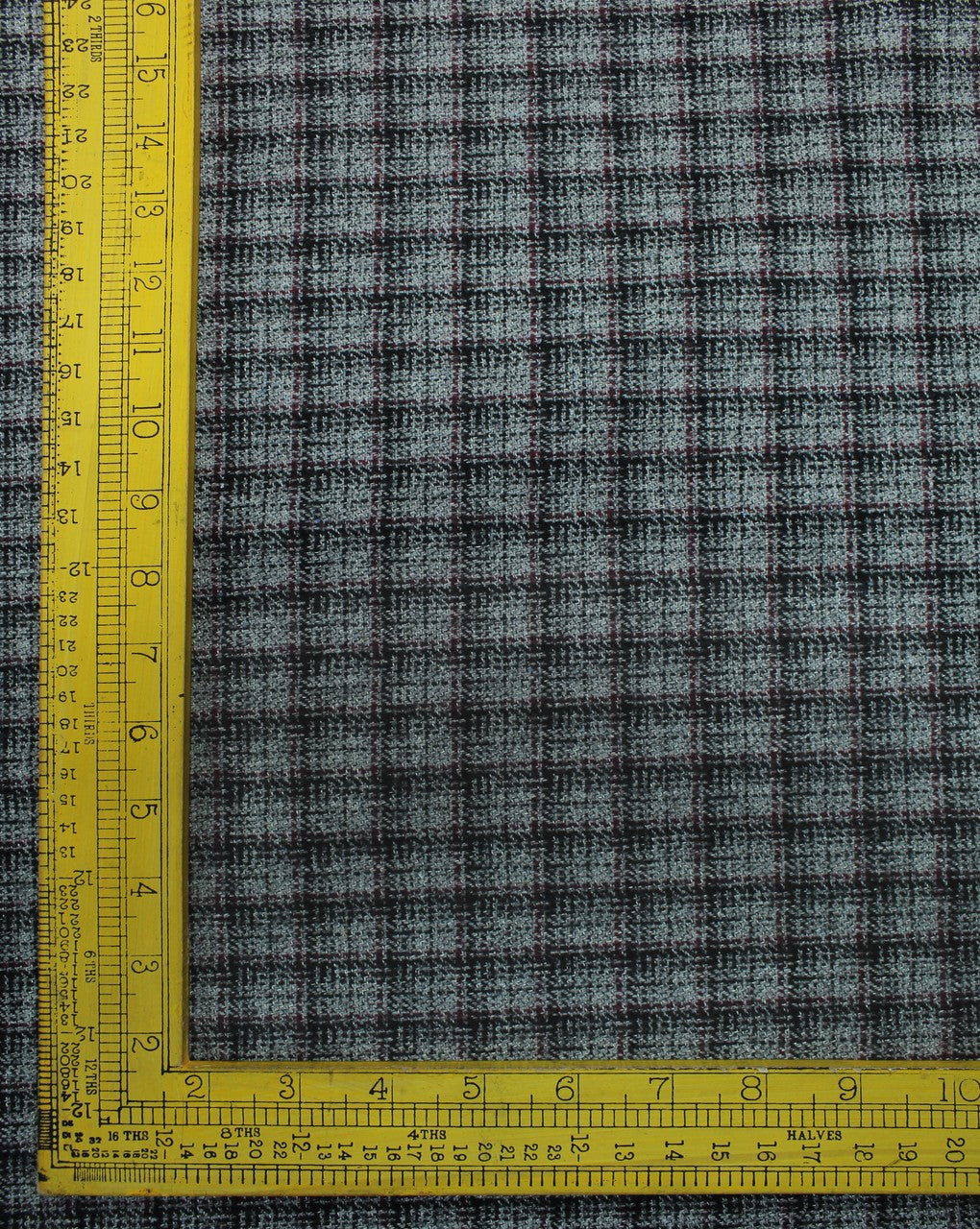 Grey And Black Checks Design Woolen Tweed Fabric