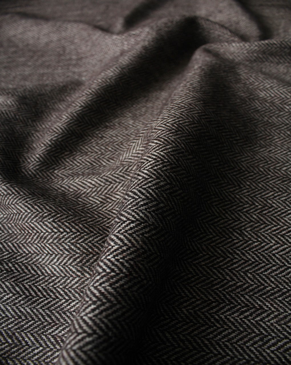 Dark Brown Chevron Design Woolen Tweed Fabric