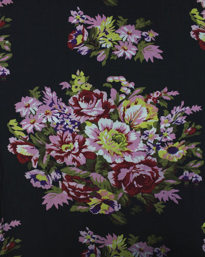 Pink And Multicolor Floral Print Rayon Fabric