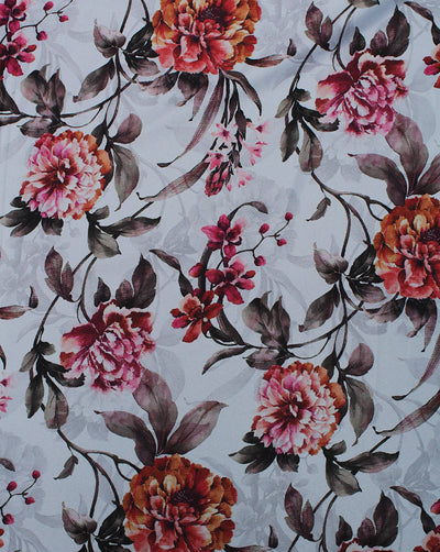 Multicolor Floral Design Polyester Digital Printed Satin Fabric