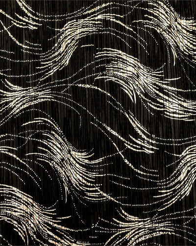 Black & Golden Polyester Satin Pleated Foil Print Fabric ( Width 58 Inches )